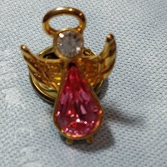 Gold Plated Birthstone Angel Wing Lapel Pin - Picture 2 of 5